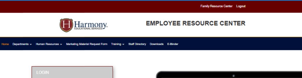 Employee Resource Center header and navigation